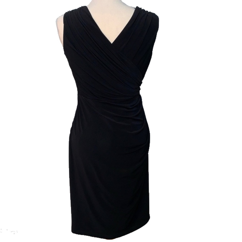 Adrianna Papell ruched black cocktail dress